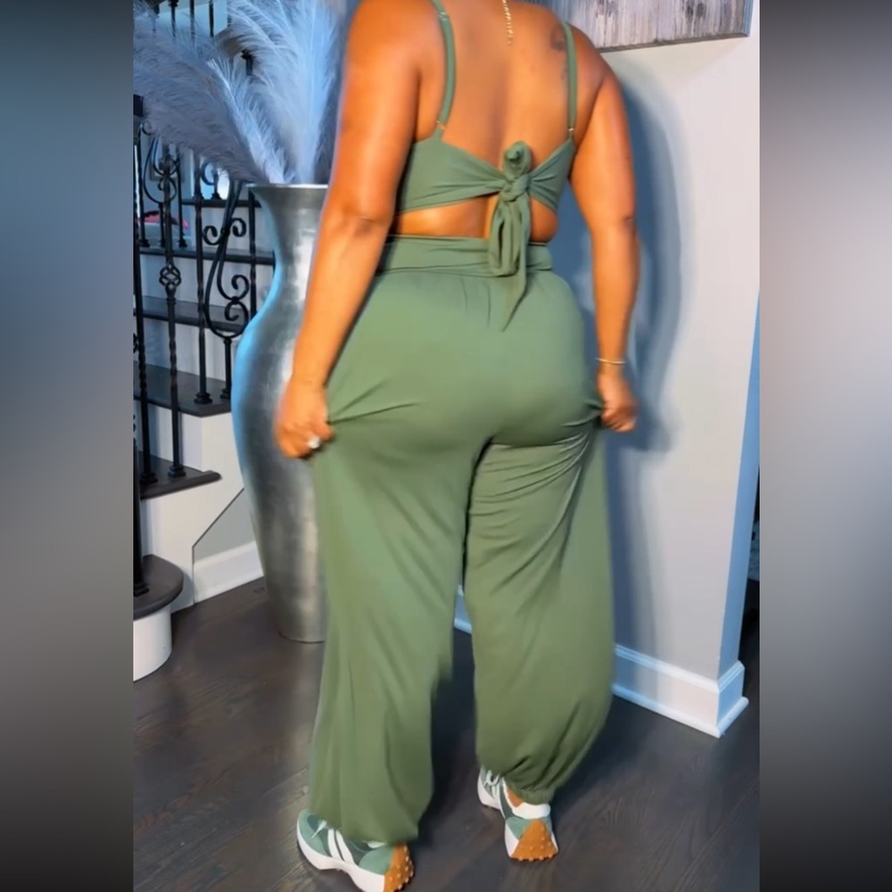Cutout Strapless Jumpsuit in Light Green - Picture 2 of 8